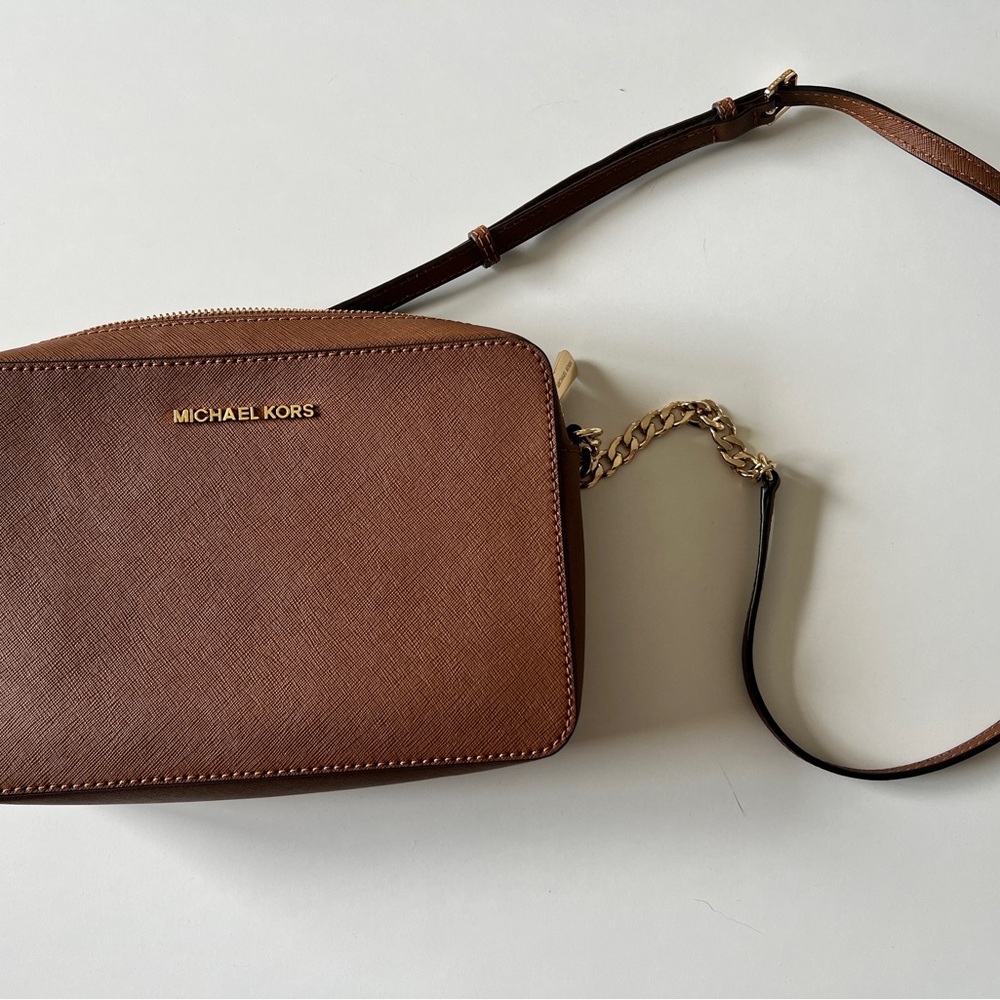 Michael Kors Tan Crossbody with Gold Chain
